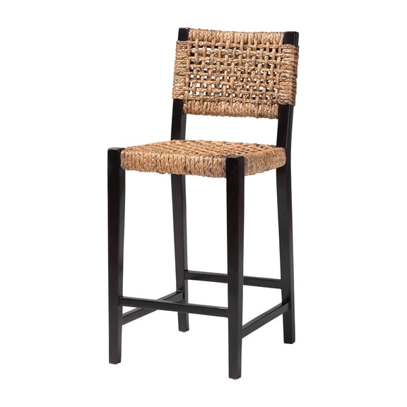 bali & pari Alise Bar Stool with Wood Frame Bar Height Chair Dark Brown