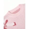 thumbnail image 2 of Womens Oversized Cute Bow- Tie Sweater Spring Cozy Chunky Ribbed Knit Crewneck Long Sleeve Pullover Tops Pink L, 2 of 7