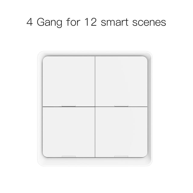 Bouton de Scène Sans Fil Switch Plaque Murale Switch Intelligente à Piles Tuya/application Smart Life Télécommande pour Appareils de Maison Intelligente (Requis ZigBee Hub), Blanc Lot de 4