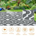 thumbnail image 4 of Yesfashion Carpets Area Rugs Washable Outdoor Rug Waterproof Reversible Rug for Patio,Moroccan Plastic Straw Rug Portable Floor Mat gray 8*10ft, 4 of 7