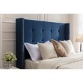 thumbnail image 3 of Peyton Upholstered Queen Bed / 54" High Headboard / Traditional Hand Buttoned Tufting / Nailhead Trim Wingback / No Box Spring Needed / Easy Assembly / Blue Velvet, 3 of 10
