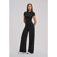 thumbnail image 4 of PISONIC Womens Two Piece Workout Sets Slim Fit Short Sleeve Shirt Straight Leg Yoga Pants Yoga Outfits Matching Gym Set, 4 of 6