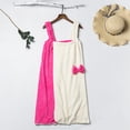 thumbnail image 4 of Falda de baño con parte superior de tubo y lazo de bloque de color doble, falda de baño con tirantes, vestido de toalla envolvente para baño/ducha para mujer Vhermosa CPB-US-DYP1469-4, 4 of 5