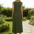 thumbnail image 6 of ClodeEU Women's Round Neck Sleeveless Maxi Dress,Casual A Line Flowy Dress Army Green,Women's Plus L, 6 of 6