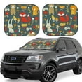 thumbnail image 2 of Bingfone Cute Animal Forest Print 2-Piece Sun Shade Front Windshield - Foldable Car Front Window Sunshades For Most Sedans Suv Truck - Medium, 2 of 7