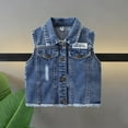 thumbnail image 2 of Boys Girls Distressed Denim Vest Kids' Sleeveless Button Down Washed Jacket Trendy Casual Vest for Outdoor Play & Leisure (2-10 Years), 2 of 9