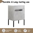 thumbnail image 2 of 24 Inch Bathroom Vanity with Ceramic Sink, Wooden Bathroom Storage Cabinet with 2 Soft Close Door & Adjustable Shelf, Freestanding Bathroom Vanity with 2 Metal Handle, 4 Metal Feet, Cement Grey, 2 of 9