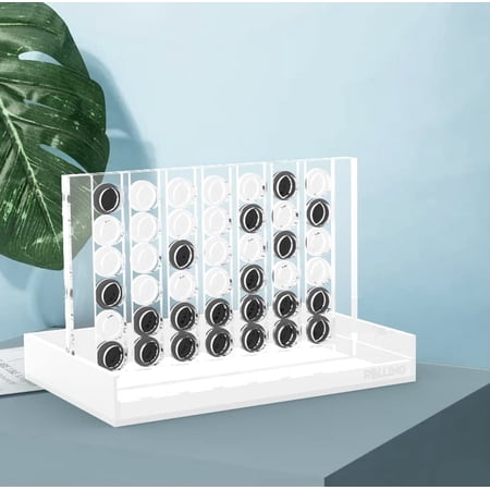 Acrylic Four in A Row Game - Premium Connect 4 Board and Chips (Clear White)