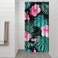 thumbnail image 3 of Exotic Palm Tree Coastal Paradise Fabric Shower Curtain, Waterproof Boho Artistic Design with Hawaiian Beach Landscape and Safari Jungle Island Patterns, Includes 6 Hooks, 3 of 5
