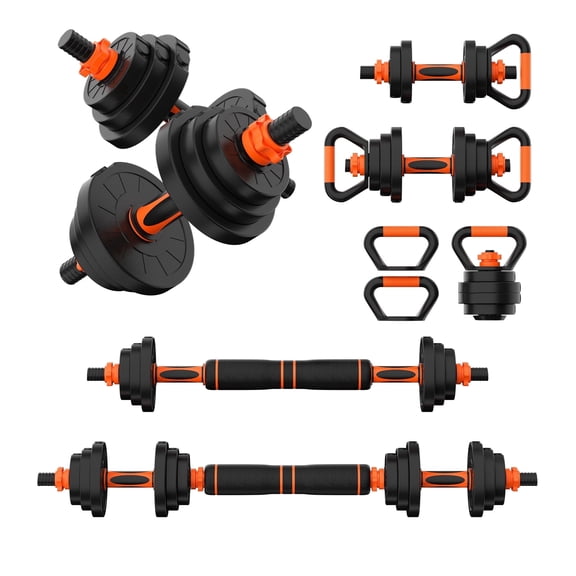 4-in-1 Adjustable Dumbbell Set, 70Lbs (35 Lbs Each), Free Weights with Connector, Used as Kettlebell/Barbell/Push up Stand, Upgraded Lock Nut, Home Gym Equipment for Strength Training