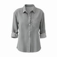 thumbnail image 4 of Womens Button Down Shirt Casual Wrinkle Free Collared Button Down Long Sleeve Work Dress Blouse Summer Tops, 4 of 4