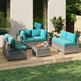 thumbnail image 6 of Clouddwell 14-Piece Outdoor Cushion Set for 6-Seat Wicker Sectional - Waterproof, High-Resilience Foam (Sky Blue), 6 of 7