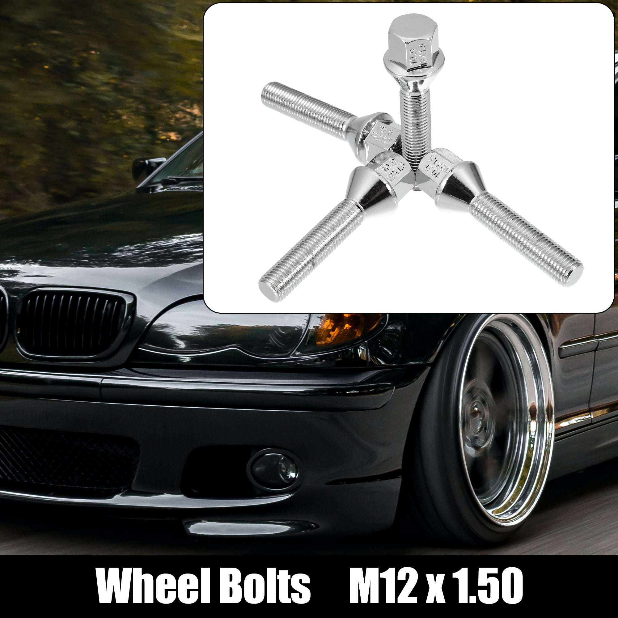 Unique Bargains M12 x 1.5 Wheel Bolts Taper 60° Taper Seat 17 mm Shank Set of 8