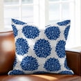 thumbnail image 2 of Abstract Dahlia Throw Pillow Cover Vintage Deep Blue Country Farmhouse Classic Cotton Linen Cushion Cover Throw Pillow Case with Invisible Zipper for Couch Sofa Bed Chair Car 16x16 Inch, 2 of 14