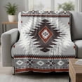 thumbnail image 2 of Gray Red Boho Blanket Soft Cozy Warm Throw Blanket for Couch, Plush Fuzzy Flannel Fleece Blankets for Sofa, Southwestern Ethnic Abstract Geometric Bed Blankets Lightweight Gifts for Women, 40"x50", 2 of 9