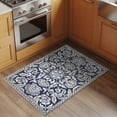 thumbnail image 2 of 2x3 Ft Entryway Area Rug, Blue Boho Flower Kitchen Rug Runner Washable Floor Mat, Country Vintage Tribal Ethnic Motifs Non Slip Indoor Door Mat Throw Carpet for Bathroom Living Room Bedroom, 2 of 8