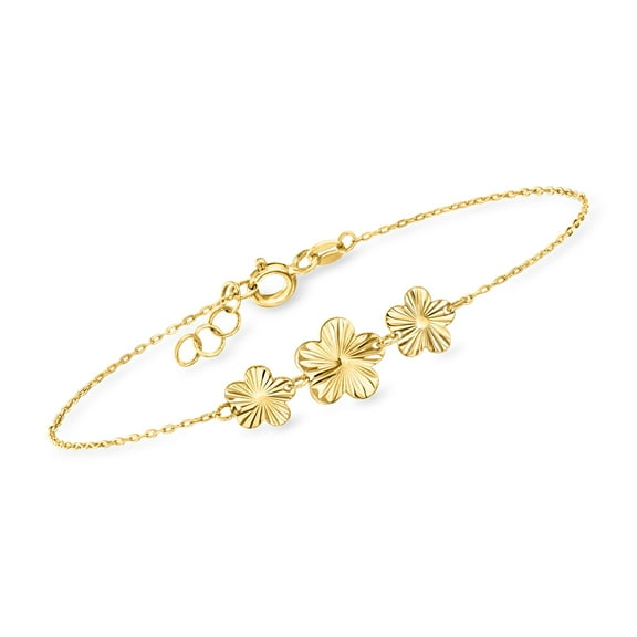 Ross-Simons Italian 10kt Yellow Gold Flower Trio Bracelet, Women's, Adult