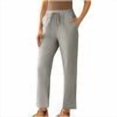 thumbnail image 6 of Admvng Sweatpants Women Baggy Solid Color Lace-Up with and Linen All Straight Leg Casual Pants, Size S-5XL, 6 of 6