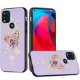 thumbnail image 5 of For Apple iPhone 14 (6.1") 3D Diamond Bling Sparkly Glitter Ornaments Engraving Hybrid Armor Metal Fashion Cover ,Xpm Phone Case [ Purple Garden Butterflies ], 5 of 7