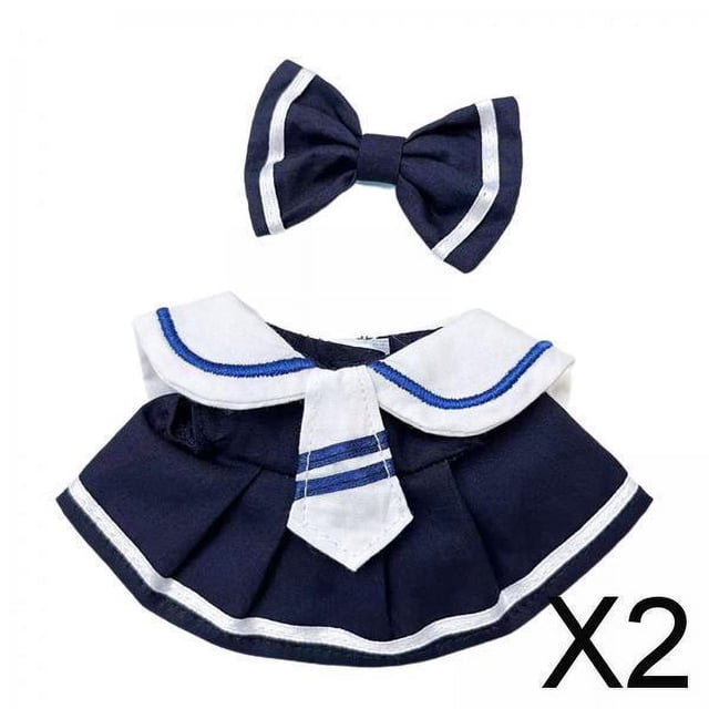 2x Ropa Para Muñecas De Peluche, Accesorios Para Fotos DIY, Ropa Para Muñecas Con Manos En La Niña, Vestido Y Tocado Para Muñecas De 17cm