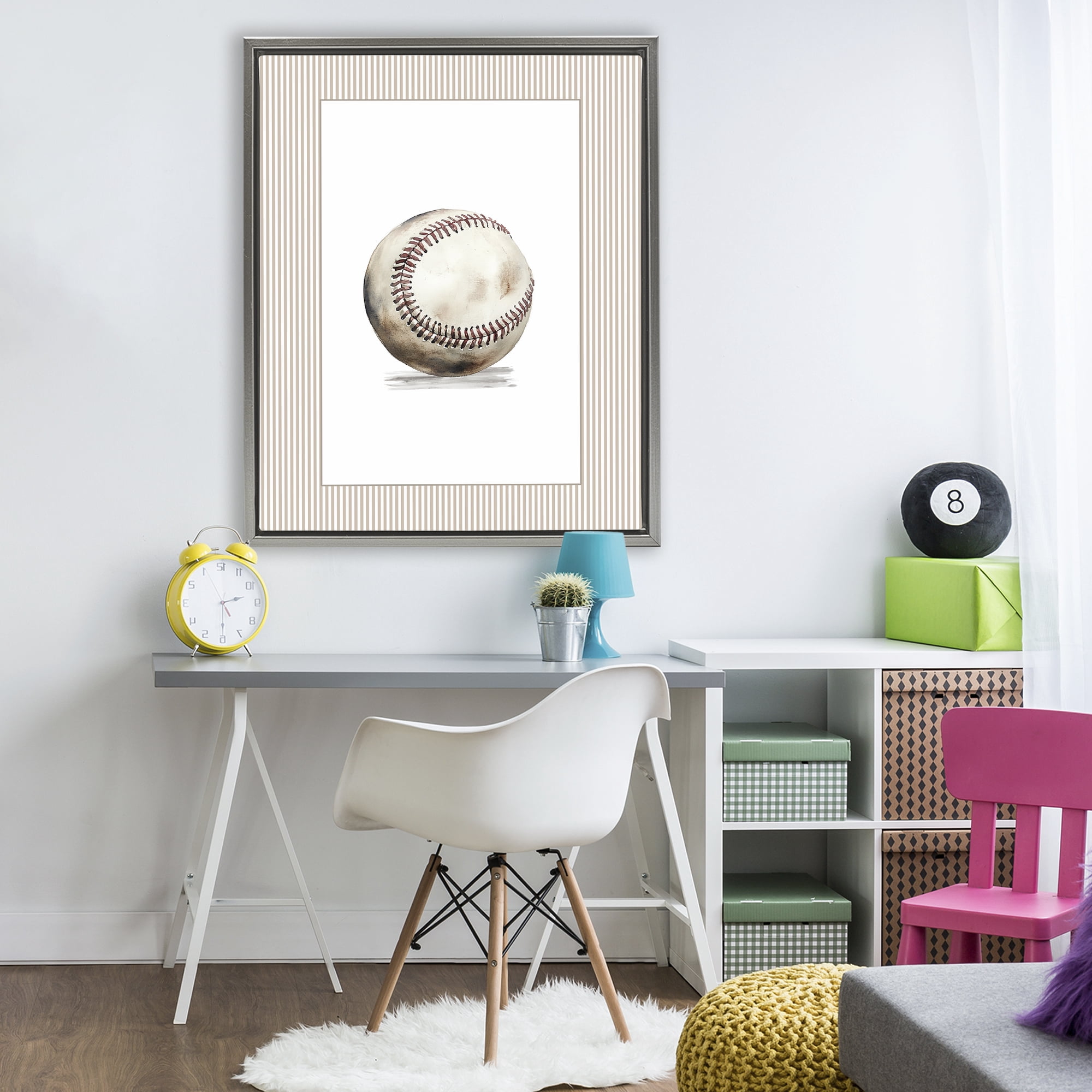 Stupell Industries Vintage Sports Baseball Gray Framed Floater Canvas Wall Art, design by Christine Simpson Art