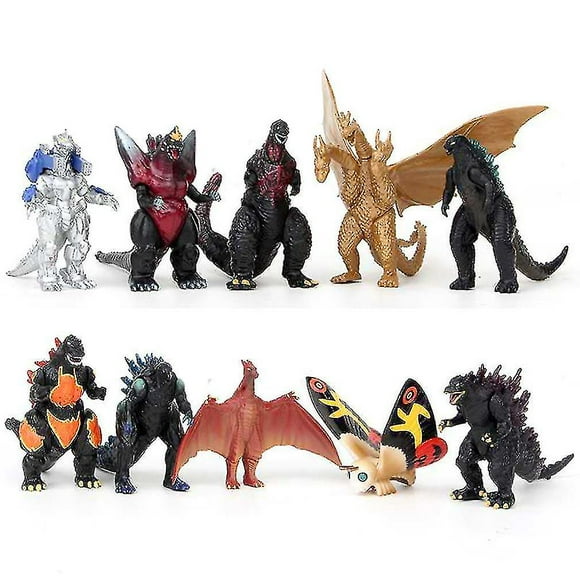 Sjq 10pcs Godzilla Monster Dinosaur Figure Toy Mosra Three-head King Kidola Monster Model