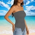 thumbnail image 4 of KyCheLot Tube Tops for Women Fitted Strapless Bandeau Pleated Asymmetrical Hem Tops Trendy Summer Beach Tank Tops, 4 of 8