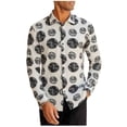 thumbnail image 2 of Zysthvn Vacation Mens Tops Long Sleeve Fall Casual Men T Shirt Turn Down Collar Lightweight Button Stretch Printed Tops, 2 of 5