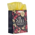 thumbnail image 3 of Black/White Floral Gift Bag w/Tissue Paper: Be Still & Know Psalm 46:10, Medium, 3 of 4