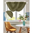 thumbnail image 3 of Olive Green Striped Sheer Waterfall Valance Curtains for Window, Vintage Stripes Ombre Rod Pocket Sheer Topper Swag Curtains for Living Room, Kitchen 38.5"W x 47.2"L, 2 Panels, 3 of 7