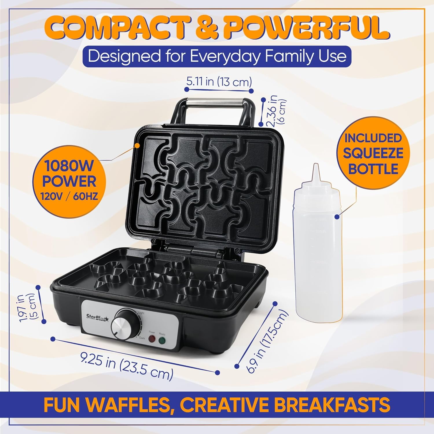 Puzzle Waffle Maker by StarBlue – Fun Playful Puzzle-Shaped Waffles