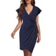 thumbnail image 2 of Vestido cruzado de imitación para mujer con cuello en V profundo y manga con volantes Fridja  hj3560, 2 of 8