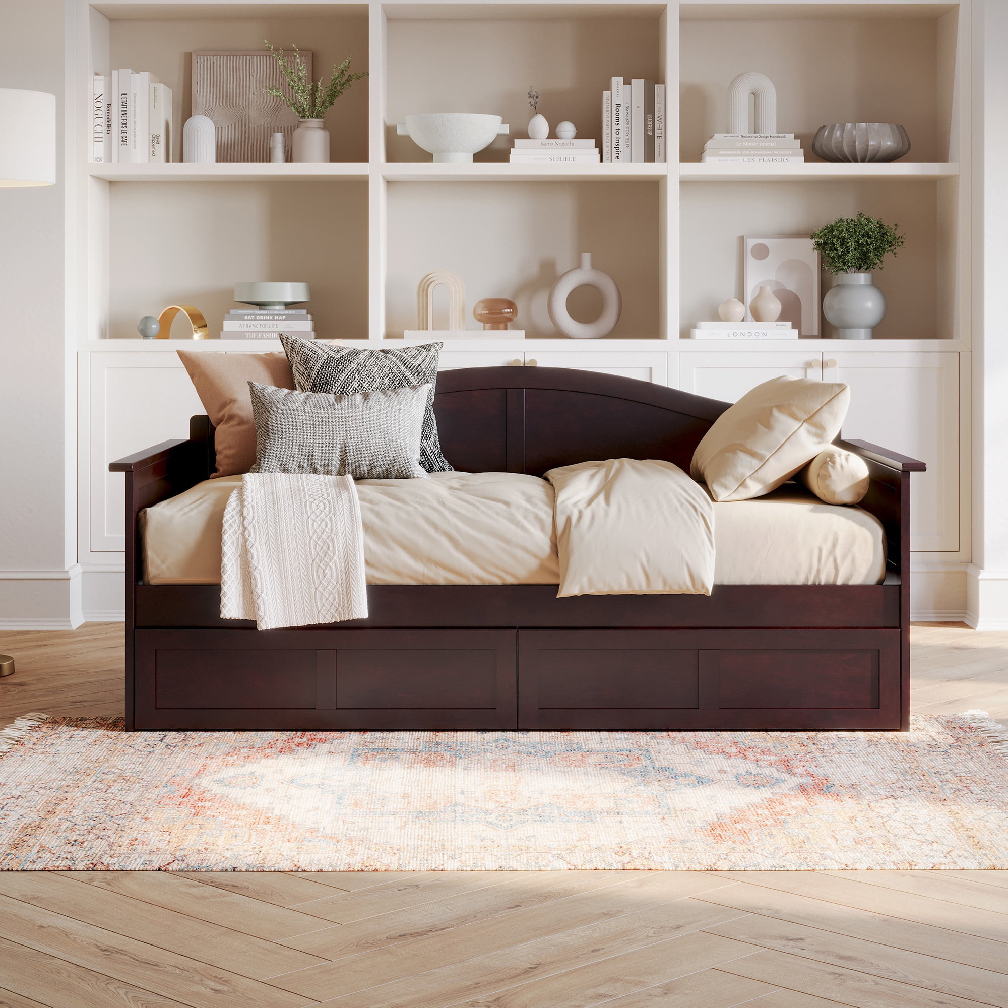 AFI Acadia Wood Twin Size Daybed Frame with 2 Storage Drawers Espresso