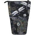 Standing Pencil Case Pop Up Pencil Holder Dragonflies Grey Telescopic