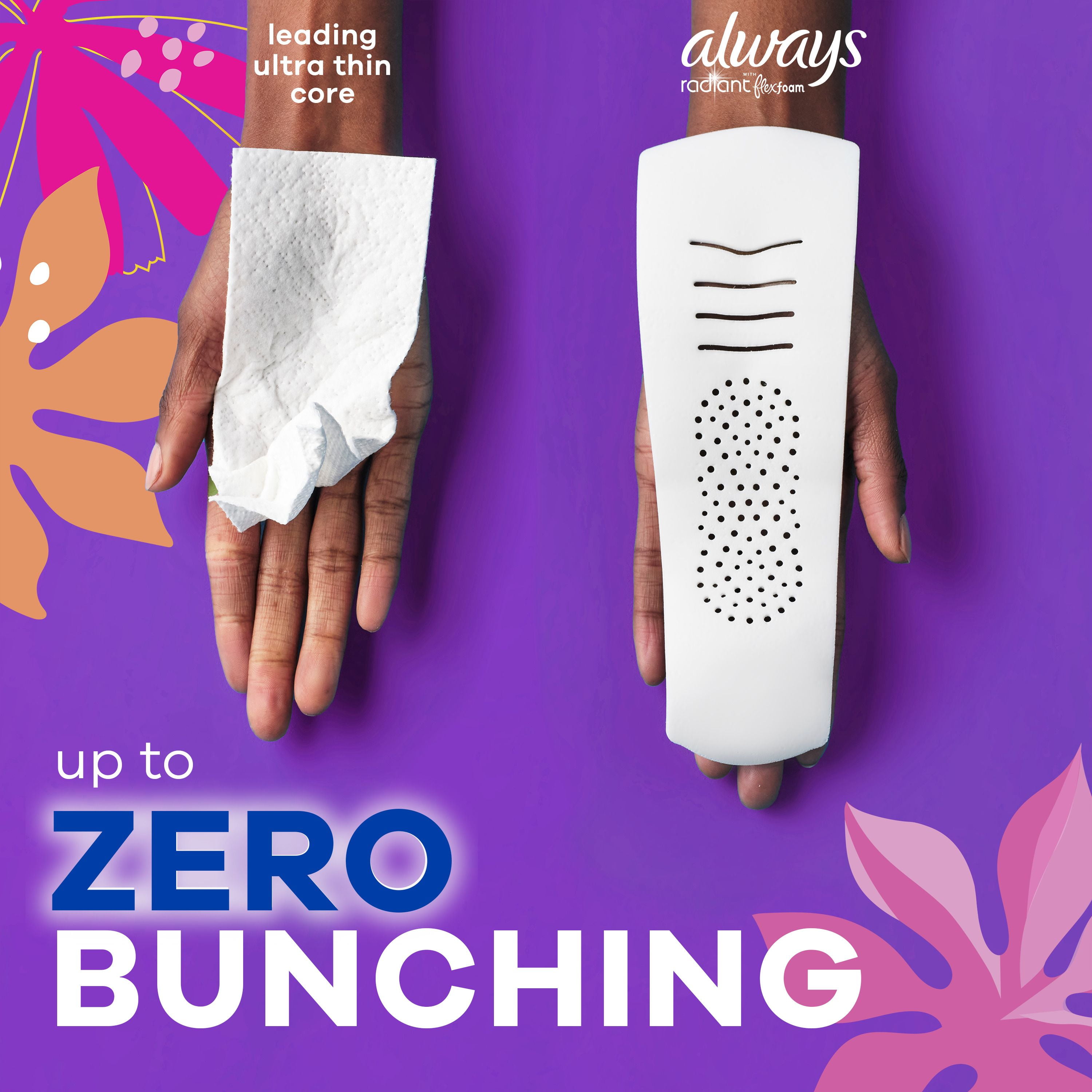 Always Radiant with FlexFoam Pads, Size 2, Heavy, with Wings, Light Clean Scent, 26 Count