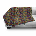 thumbnail image 3 of Abstract Soft Flannel Fleece Blanket, Hand Drawn Circles Grunge Style Surreal Designs Checkered Swirled Colorful Pattern, Cozy Plush for Indoor and Outdoor Use, 60" x 80", Multicolor, by Ambesonne, 3 of 6