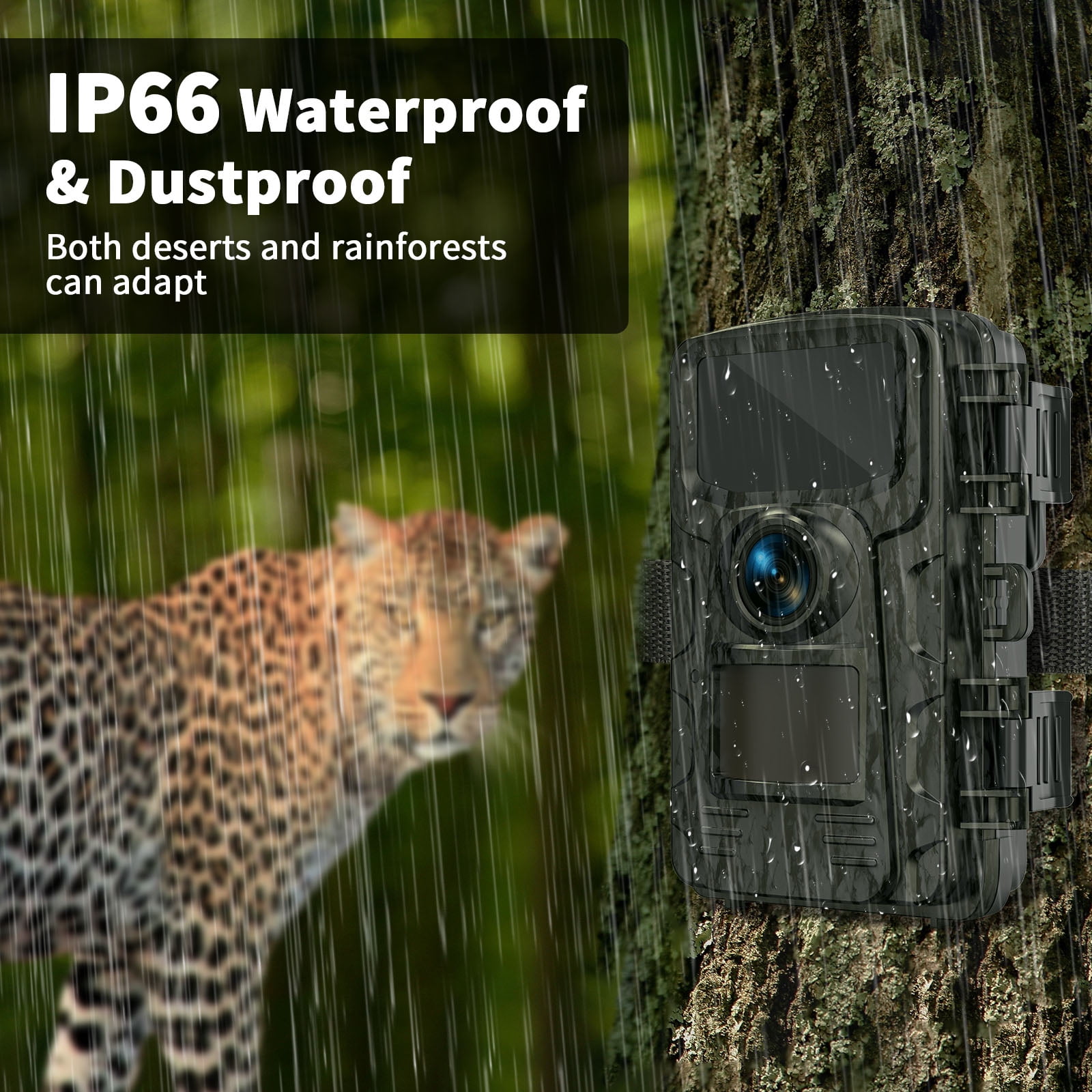 SUNOYAR 16MP Trail Camera, 1080P HD Game Camera with Night Vision, 0.8s Trigger Speed, 90°Wide-Angle, IP66 Waterproof, Hunting Camera for Wildlife Monitoring