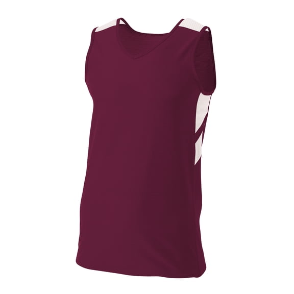 A4 N1178 Mens Fast Break Jersey - Maroon White - 2XL