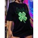 thumbnail image 2 of Women's T Shirts Summer Tops Simple Heart Graphic Shirts Sayings Short Sleeve Vacation Casual Blouse Thankful teeIrish Cartoon Style Playful Design Featuring Four-Leaf Clover Heart Shapes And Whimsi, 2 of 8