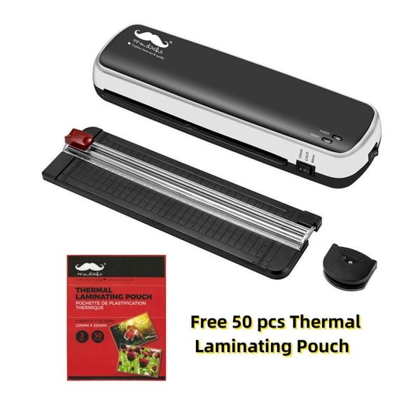 9 inch Thermal Laminator with Anti-Jam Release Button and 2 Roller System, Come With 50 Pack Thermal Laminating Pouch