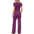 thumbnail image 4 of Enjoytime Travel Outfits for Women Knitting Crewneck Short Sleeve Tops with Pants Two Piece Sets Comfy Matching Loungewear, 4 of 5