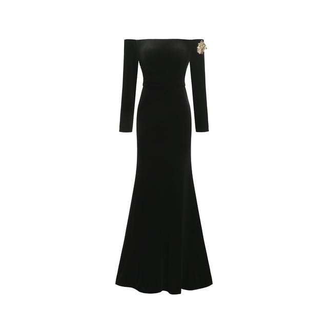 Vestido Bella Barnett Sarada Maxi de terciopelo con hombros descubiertos