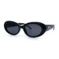 thumbnail image 4 of Womens Mod Classy Oval Thick Plastic Fashion Sunglasses All Black, 4 of 8