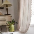 thumbnail image 5 of Psoiuetr Taupe Boho Curtains for Bedroom Living Room Linen Cotton Embroidered Semi Blackout Farmhouse Window Treatment Drape Vintage Tassels Rod Pocket 1 Panel 52" W x 84" L, 5 of 6