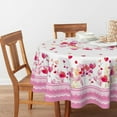 thumbnail image 2 of Valentine''s Day Tablecloth 60×60 Inch Round, Pink Love Plants Washable Table Cover for Party Picnic Dinner Decor, 2 of 6