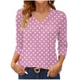thumbnail image 2 of Women's Polka Dot Printed V-Neck 3/4 Sleeve Tops Under $10 Summer Casual Comfort​​ Blouse, 2 of 6