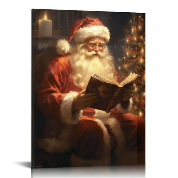 ONETECH Vintage Christmas Wall Art Home Decor Santa Claus Snowman Poster Canvas Print Christmas Tree Pictures Winter Wall Decor Gallery for Living Room Bathroom Wall Aesthetic Gift