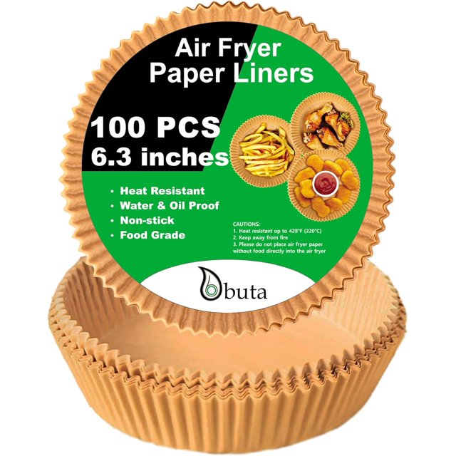 Doublures pour Friteuse à Air Chaud 100 Pcs 6.3 Pouces, Papier Parchemin Rond Jetable Antiadhésif pour la Cuisson, Convient à la Friteuse à Air Ninja Cosori Gourmia Instant Pot Friteuse à Air - par BUTA