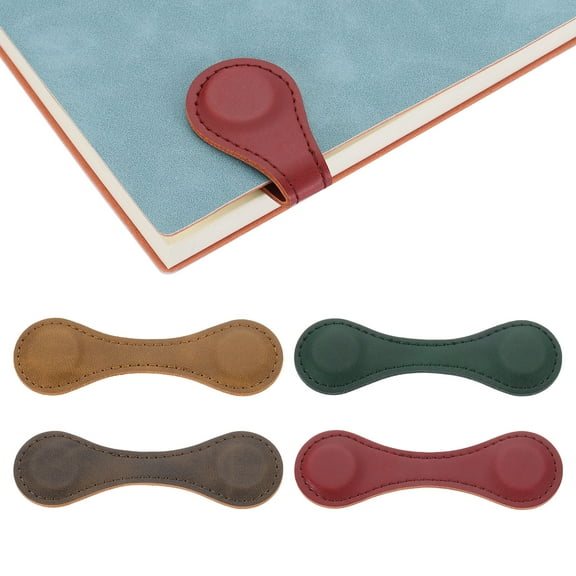 4 Pack Magnetic Bookmarks, Leather Vintage Book Marks Page Markers Clips 4 Colors
