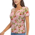 thumbnail image 2 of Wukai Strawberry Floral Casual V-Neck Graphic Tees for Women: Lightweight and Breathable Summer Tops with Stylish Design-XX-Large, 2 of 8